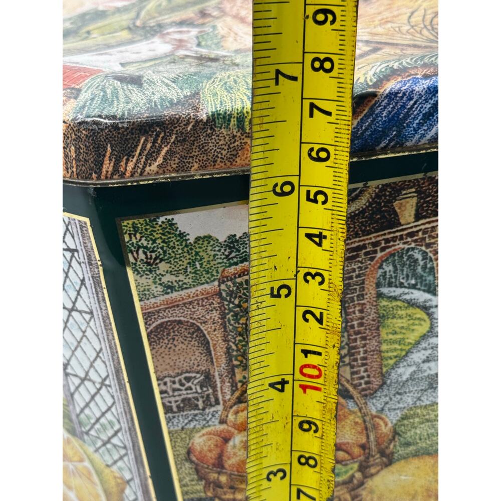 Vintage 1985 Crabtree and Evelyn Octagon Tin Farm Horse Chicken Tall Round - Picture 12 of 12